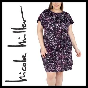 Nicole Miller Womenβs Blue & Pink Knot Dress